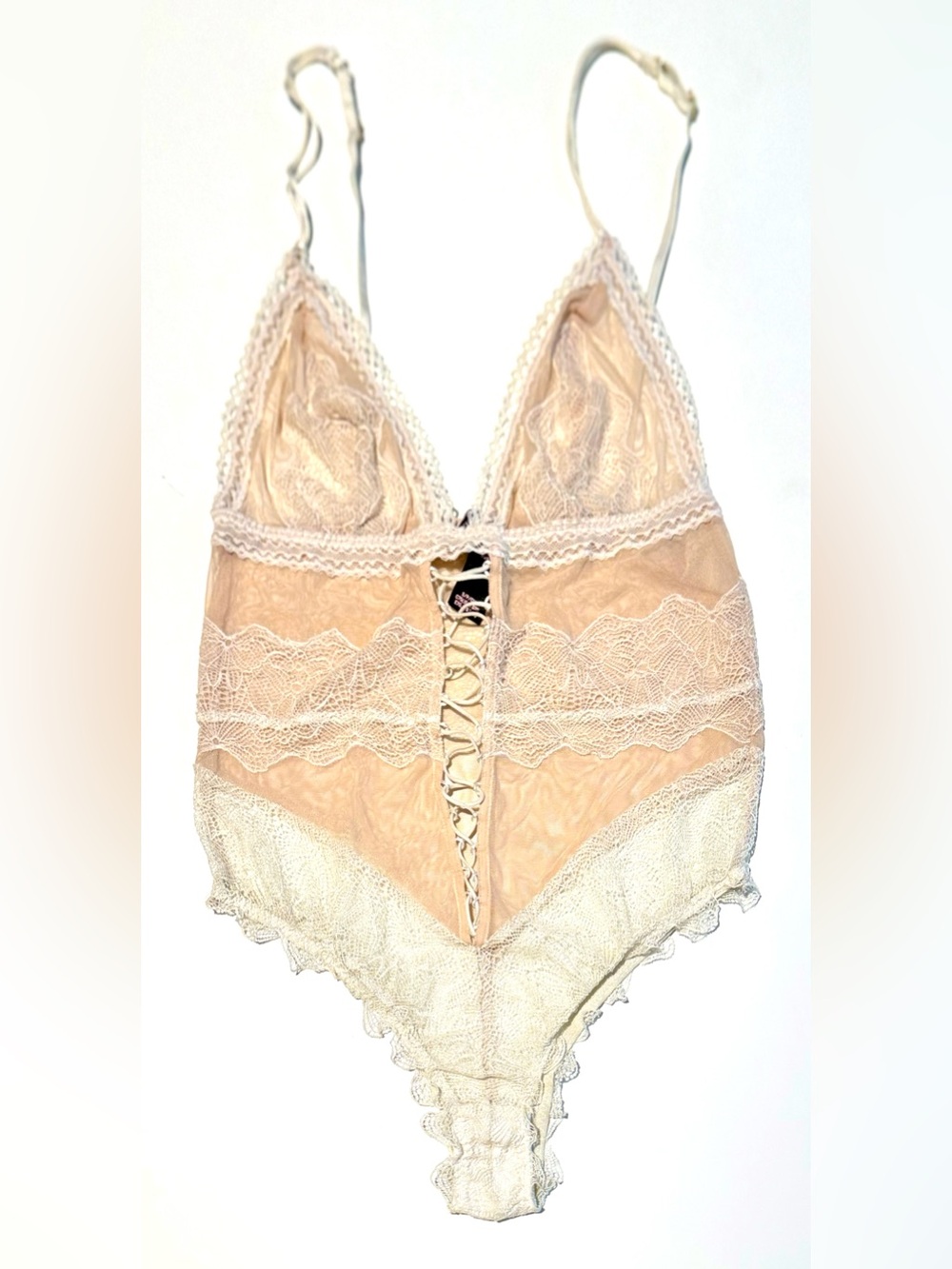 Victoria's Secret Dream Angels Plunge Lace-Front Sheer Bodysuit